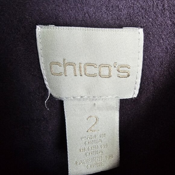 Chicos Top Womens 2 US Large Purple Faux‎ Suede Button Up Long Sleeve Ladies - Picture 7 of 8